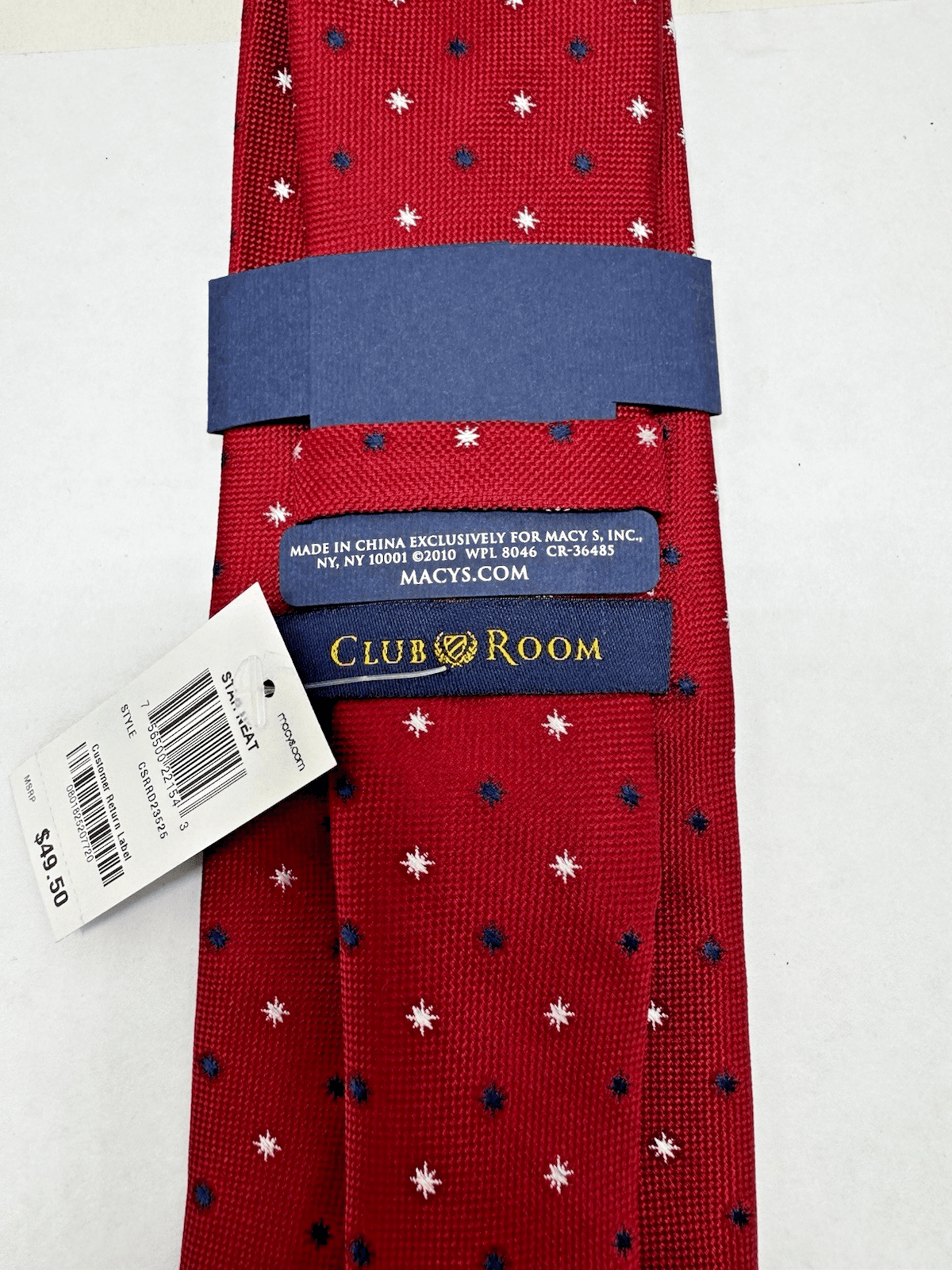 CLUB ROOM ESTATE NECKWARE RED-BLUE STARS Neck Tie NEW - Thumbnail 4