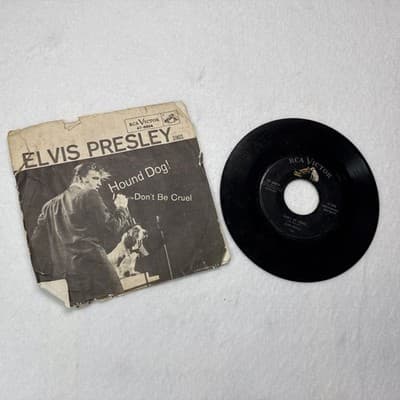 Elvis Presley - Hound Dog Don't Be Cruel 45/PS 1956 RCA 47-6604 Cover Worn Used - Image 1