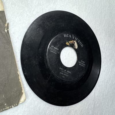 Elvis Presley - Hound Dog Don't Be Cruel 45/PS 1956 RCA 47-6604 Cover Worn Used - Thumbnail 2