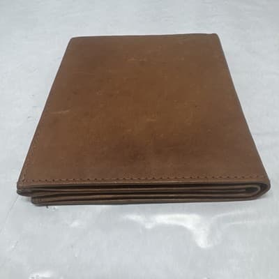 Leather Men's Trifold Wallet, Brown - FREE SHIPPING - Thumbnail 8