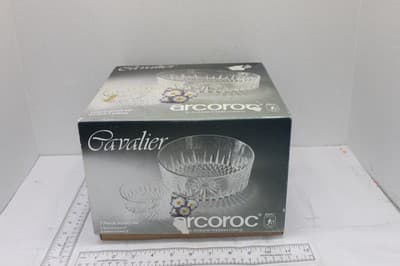 ARCOROC FRANCE 7 Pc Salad Set Bowls Starburst Diamond Glass Durand Cavalier VTG - Image 1