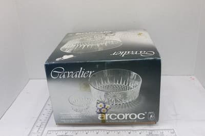 ARCOROC FRANCE 7 Pc Salad Set Bowls Starburst Diamond Glass Durand Cavalier VTG - Thumbnail 3
