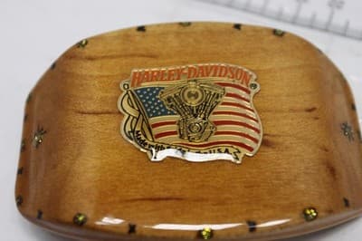 Harley-Davidson Men's Handmade Wooden Belt Buckle - Thumbnail 3