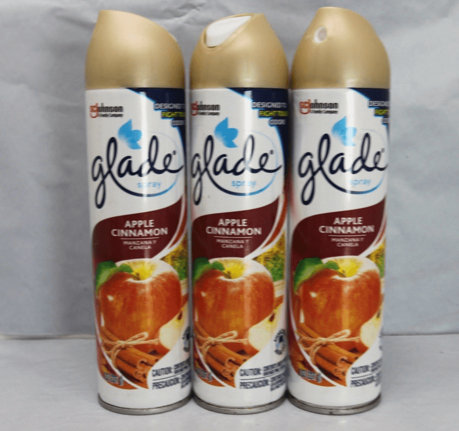 3 Cans: Glade Air Freshener Spray Apple Cinnamon 8oz. ea. Discontinued - Image 1