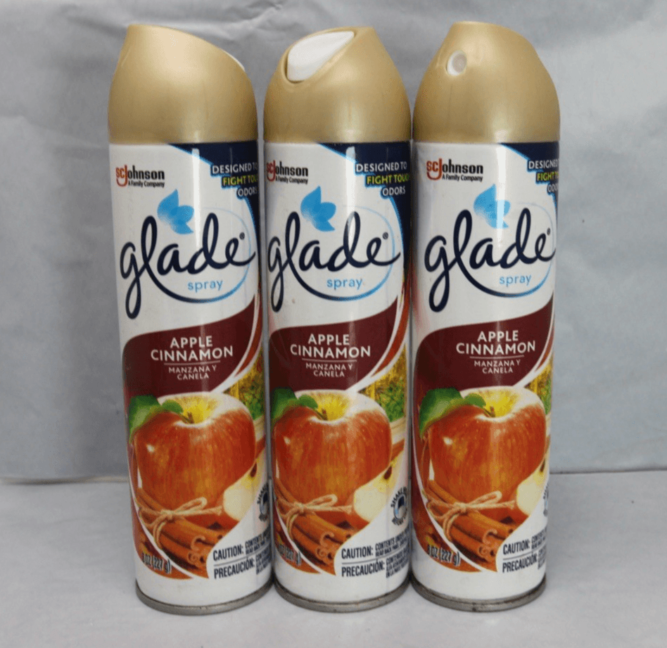 3 Cans: Glade Air Freshener Spray Apple Cinnamon 8oz. ea. Discontinued - Thumbnail 3