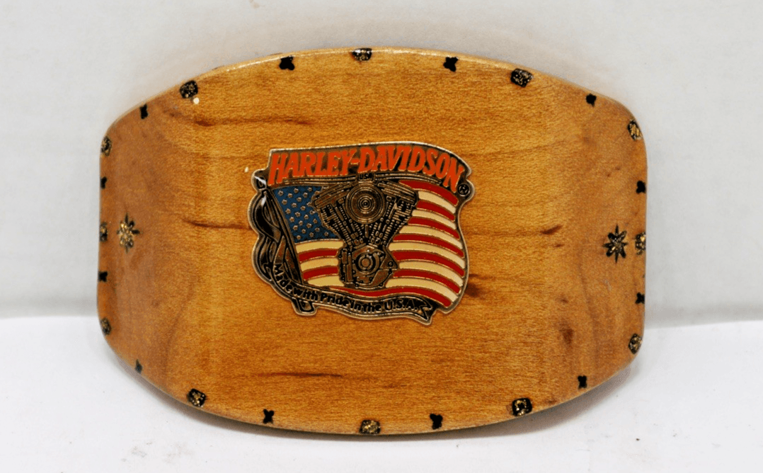 Harley-Davidson Men's Handmade Wooden Belt Buckle - Image 1
