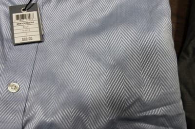 Johnston & Murphy Men's M Long Sleeve Shirt 100% Cotton, Blue/Chevron Print, NWT - Thumbnail 6