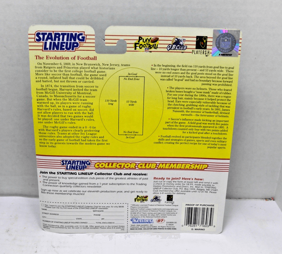 Dan Marino 1998 Starting Lineup SLU Miami Dolphins Super Bowl XXXlll Sticker - Thumbnail 2