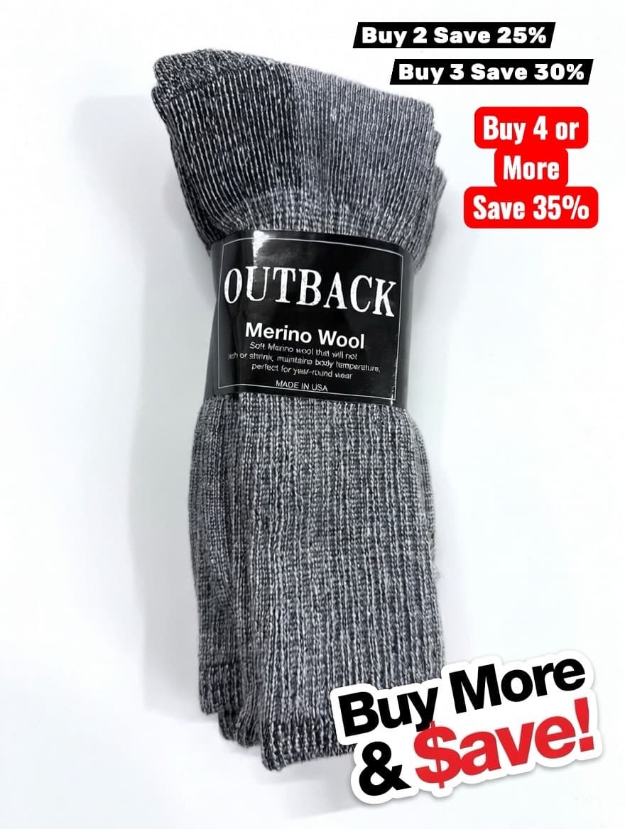2 Pair Cabela's Outback Merino Wool Blend Men's Work Boot Socks Size 10-13 USA - Image 1