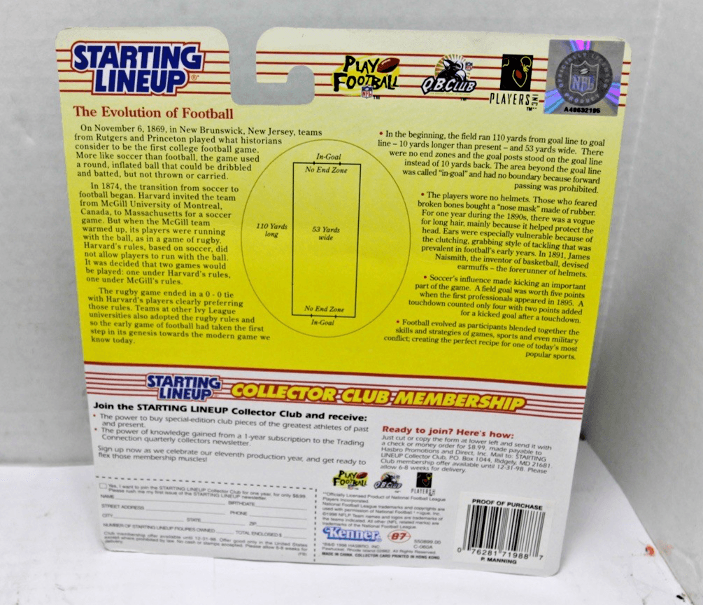 1998 Peyton Manning Indianapolis Colts Rookie #18 Starting Lineup HOF - Thumbnail 2