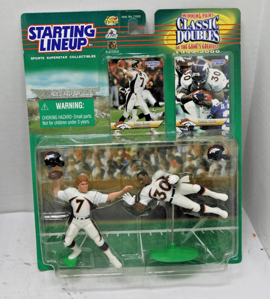 1999-00 STARTING LINEUP KENNER CLASSIC DOUBLES JOHN ELWAY / TERRELL DAVIS DENVER - Image 1