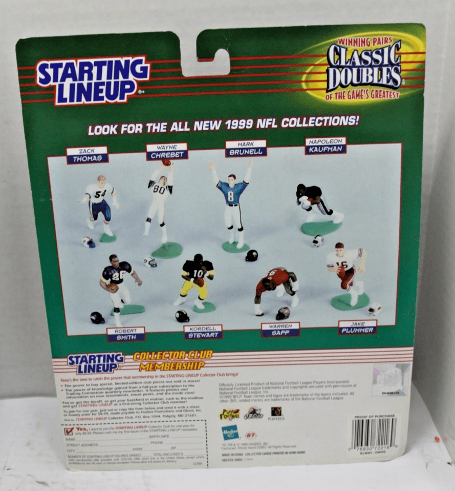 1999-00 STARTING LINEUP KENNER CLASSIC DOUBLES JOHN ELWAY / TERRELL DAVIS DENVER - Thumbnail 2