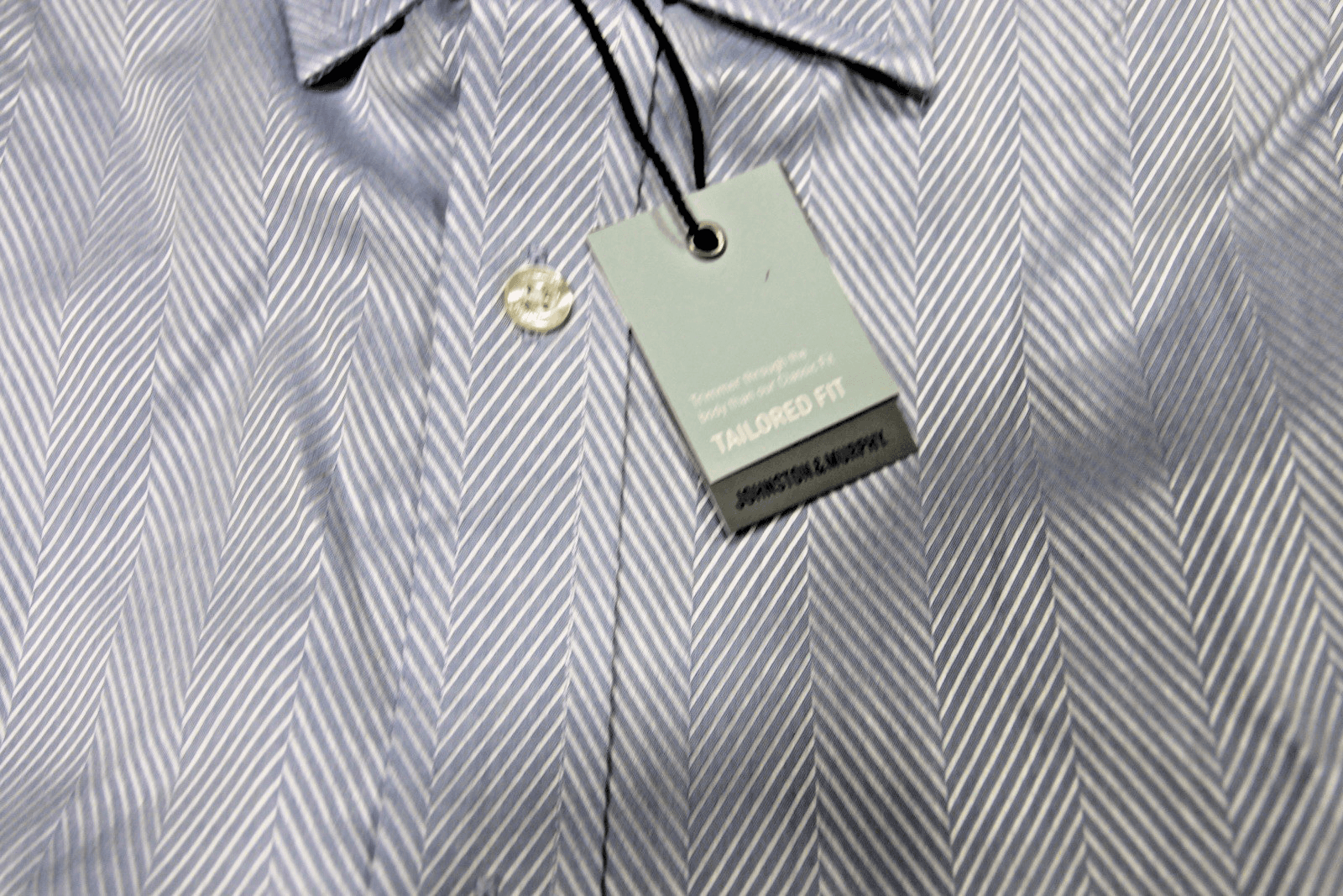 Johnston & Murphy Men's M Long Sleeve Shirt 100% Cotton, Blue/Chevron Print, NWT - Thumbnail 3