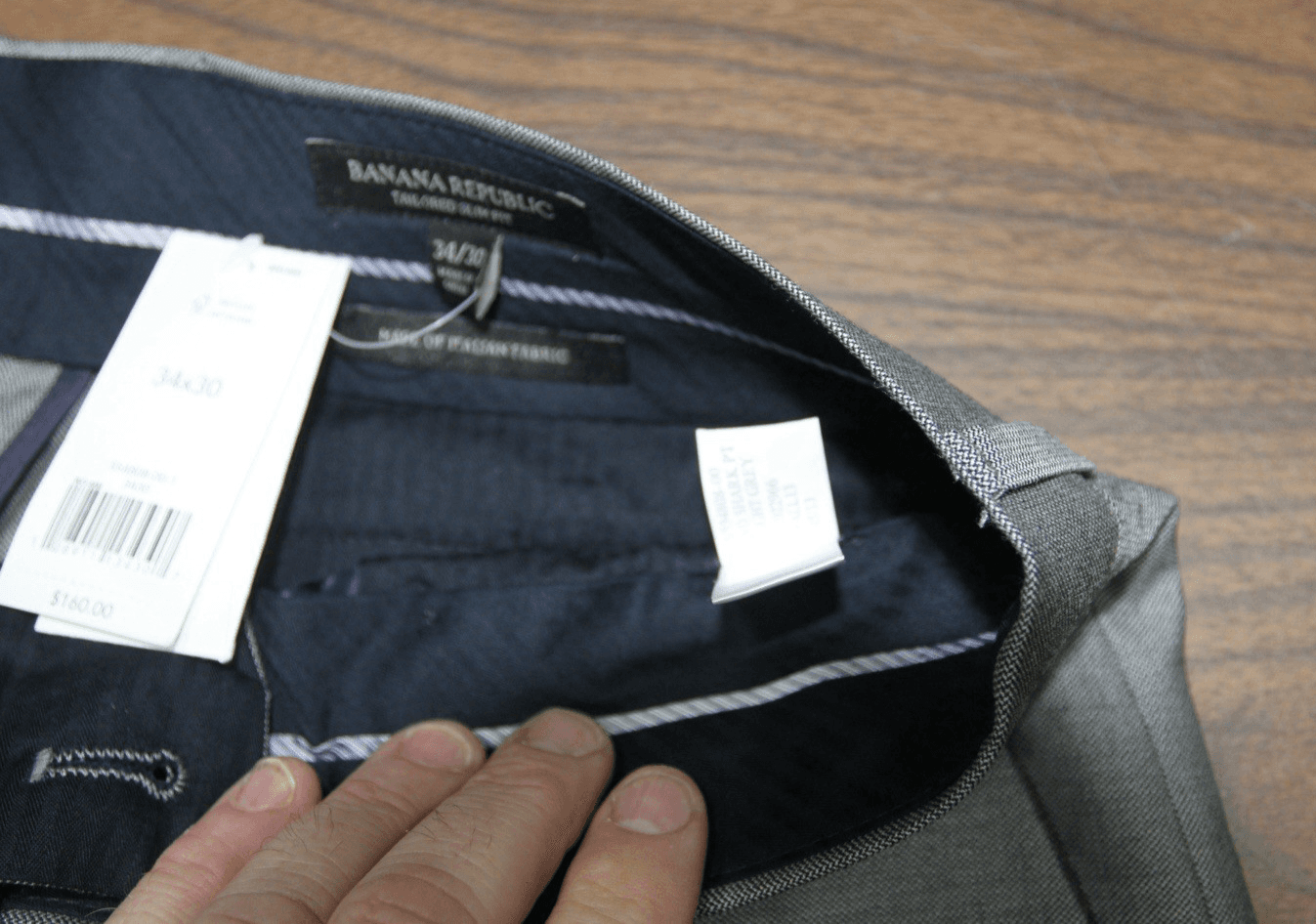 Banana Republic Classic Fit Pants Gray Sz 34x30 Flat Front Mens 100% Wool NWT - Thumbnail 5