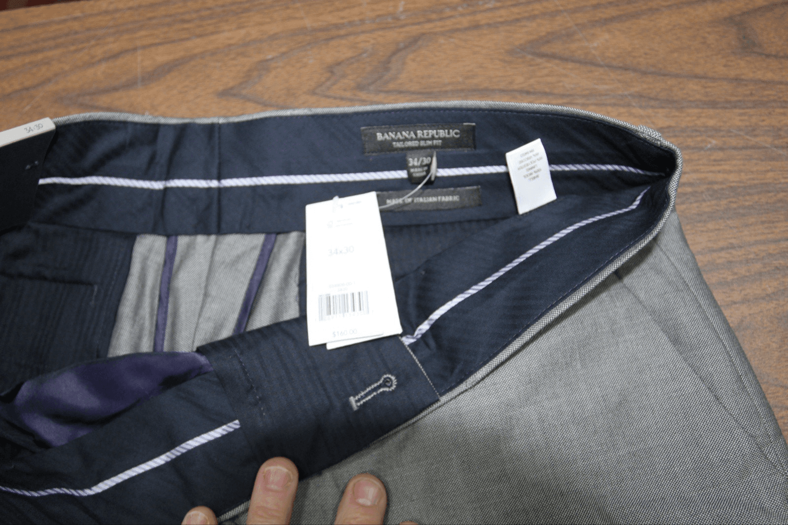 Banana Republic Classic Fit Pants Gray Sz 34x30 Flat Front Mens 100% Wool NWT - Thumbnail 4