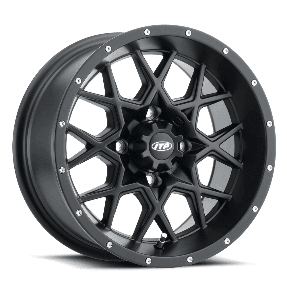 4-ITP Hurricane Matte Black ATV Wheel Front/Rear 17x7 4/115 (5+2) for Acrtic Cat - Thumbnail 2