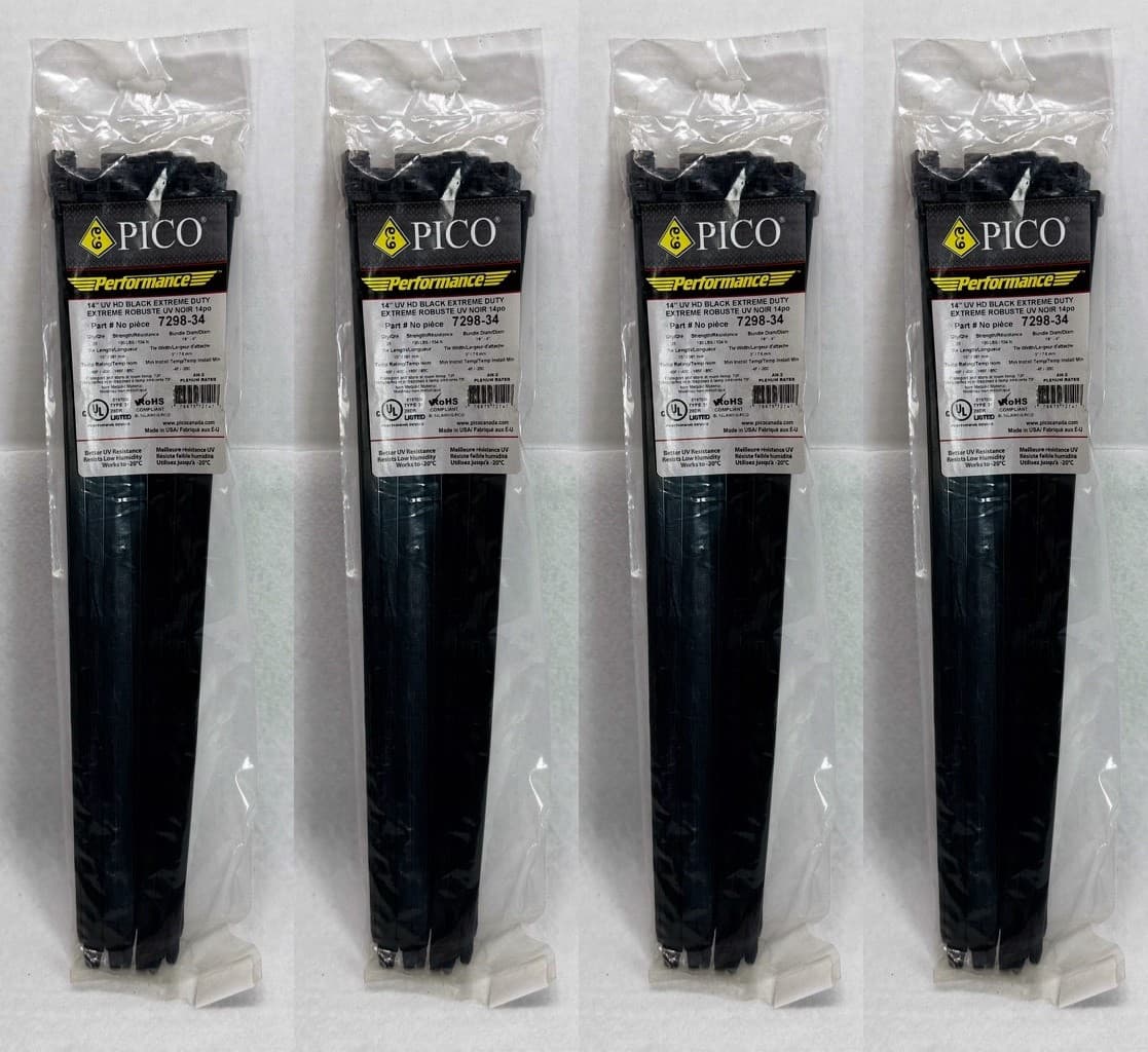 4 PK Black 14" Heavy Duty Cold Weather Nylon Cable Wire Wrap Zip Ties 120 LBS - Image 1