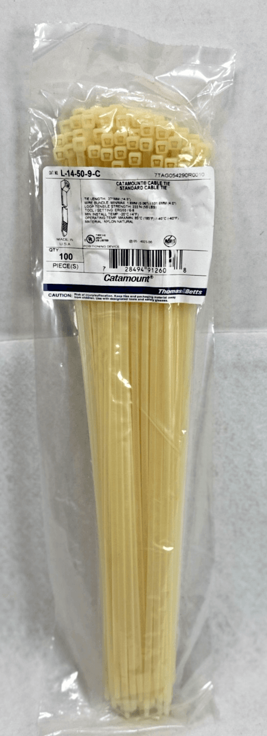 Catamount Cable Zip Ties 14.6" Catamount L-14-50-0-C UV Nylon Natural 50lb - Image 1
