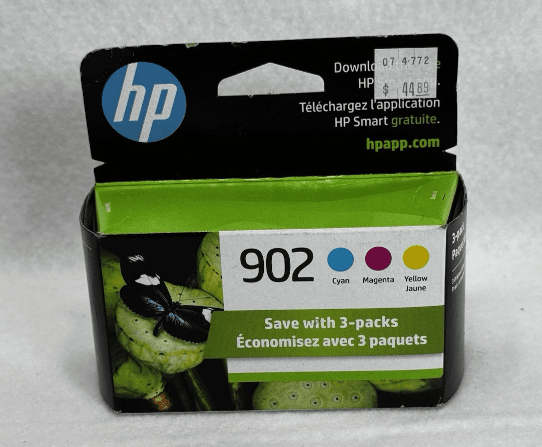 New Genuine HP 902 Cyan Magenta Yellow 3PK Ink Cartridge Feb 2026 - Image 1