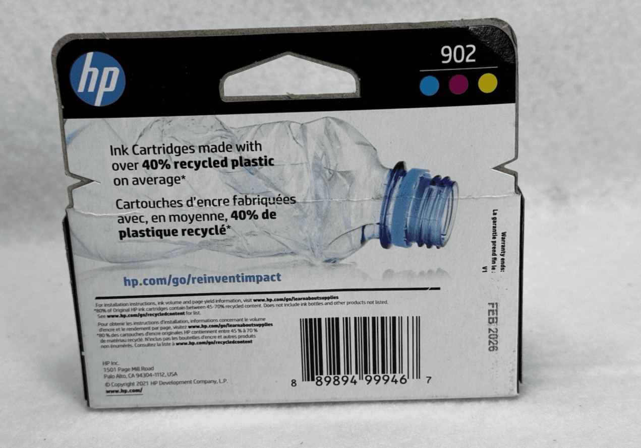 New Genuine HP 902 Cyan Magenta Yellow 3PK Ink Cartridge Feb 2026 - Thumbnail 2