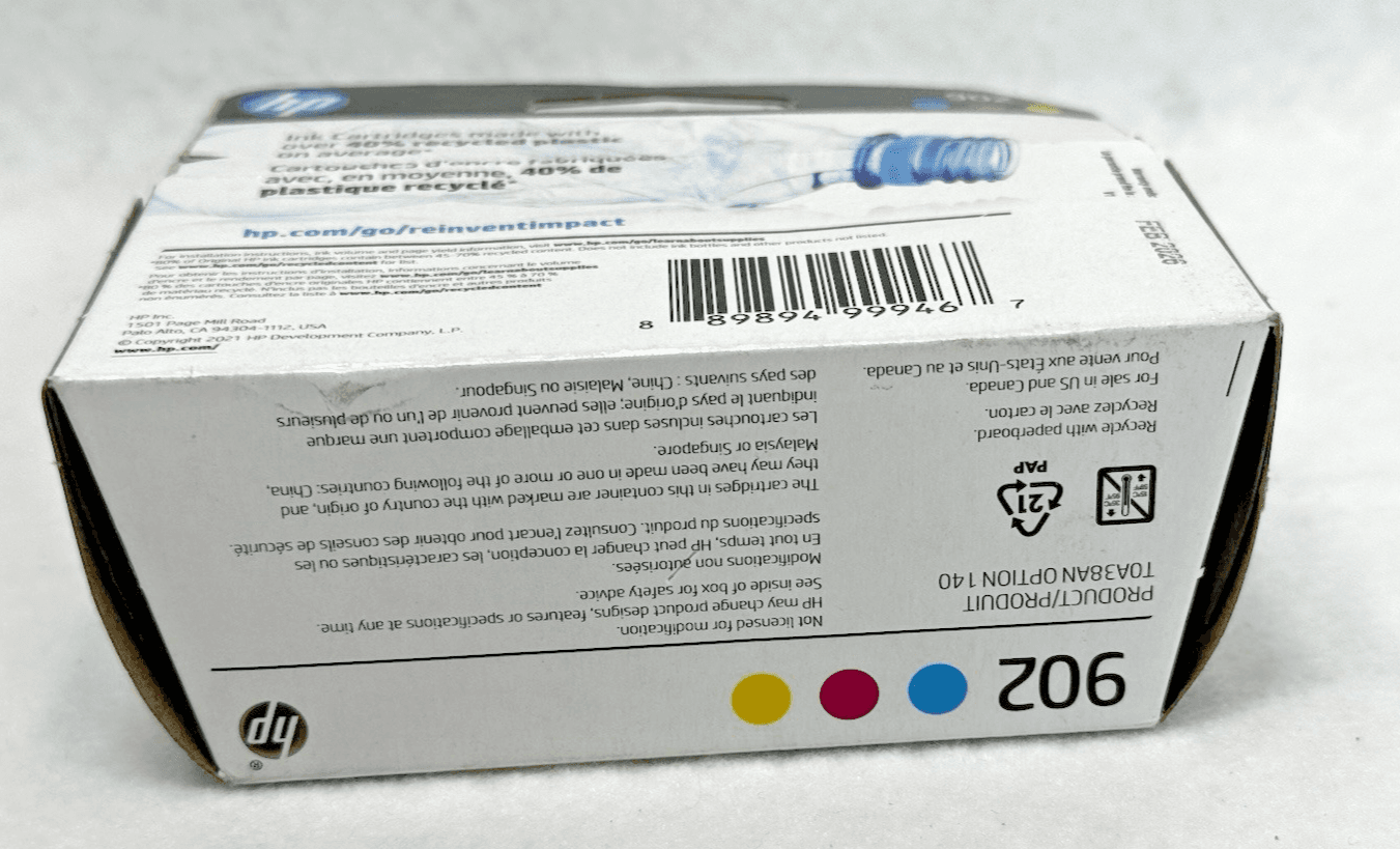 New Genuine HP 902 Cyan Magenta Yellow 3PK Ink Cartridge Feb 2026 - Thumbnail 6