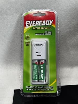 Eveready #EV2PC4E Nimh Battery Charger with AA Rechargeable Batteries NEW H1 Ⓝ - Image 1