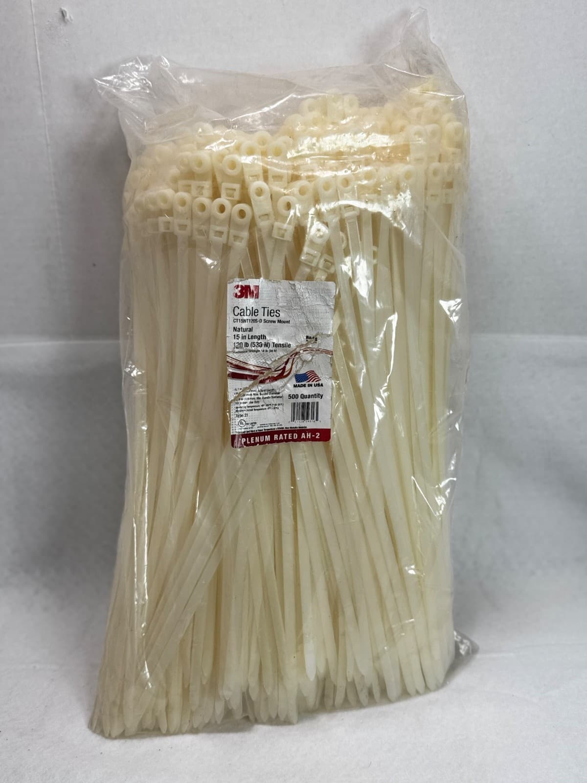 Cable Ties 3M 15" Long 500 Bag 530N 120SD SCREW MOUNT CT15NT120S NATURAL TYPE 21 - Thumbnail 2