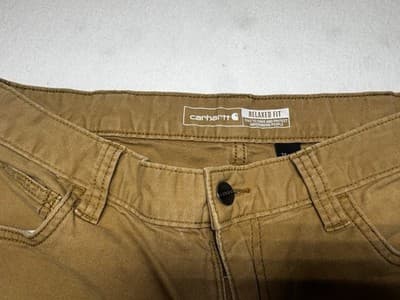 Men's Tan Carhart Relaxed Fit Workwear Pants Size 34x32 Skater Activewear Stain - Thumbnail 7