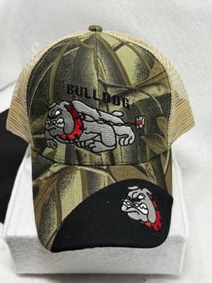 UGA Collegiate Georgia Bulldogs Camo Trucker Mesh Snapback Baseball Cap Hat - Image 1