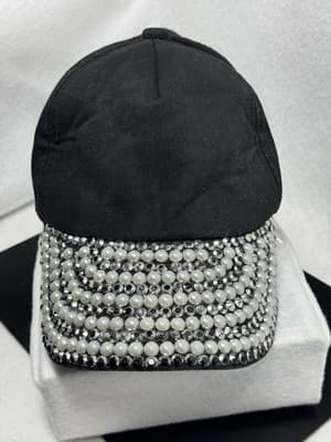 Studded Black Baseball CAP Hat Used - Image 1