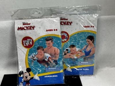 2PK Disney Mickey Mouse Swimming Pool Inflatable Armbands & Tube Age 3-6 Bestway - Image 1
