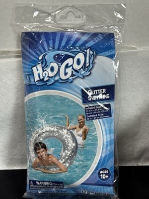 Brand New H2O Go! Silver Glitter Pool / Beach Swin Ring Raft Ages 10+ By Bestway - Image 1