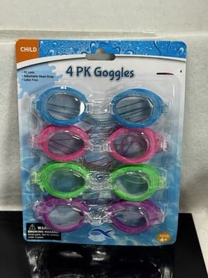 Swimgear Child Swim Goggles 4 Pack Adjustable Blue Green Orange Pink Ages 4+ - Image 1