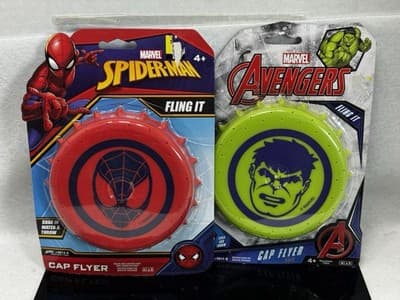 2PK Spider-Man & Hulk Cap Flyer Pool Disc Water Frisbee Marvel Avengers - Image 1