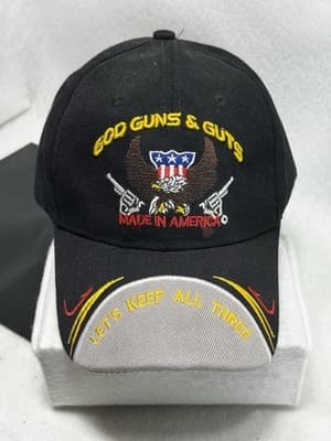 2nd Amendment Baseball Cap, Blue, God Guns & Guts - 3917 - Image 1