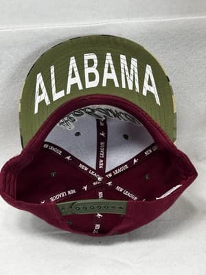 Alabama “ALABAMA” Camo & Burgundy Snap-Back Hat – UNISEX College Team Cap - Thumbnail 3