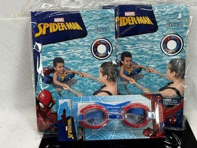 3PC Bestway Marvel Spiderman Junior Raft Ages 3+ NEW 2 Tubes Goggles - Image 1