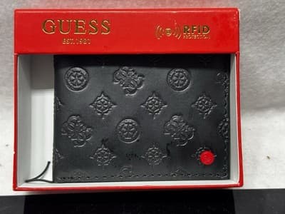 Guess leather Wallet RFID Mens Black New - Image 1