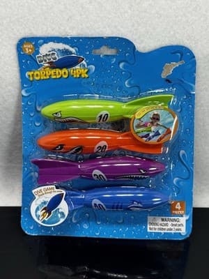 Swim Ways Toypedo Bandits Pool Diving Toys Pack of 4 Glides up to 20 ft Ages 5+ - Thumbnail 2