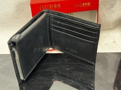 Guess leather Wallet RFID Mens Black New - Thumbnail 4