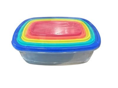 6 PK / 5 PC Rectangle Food Storage Containers Rainbow Plastic with Color 30 PCS - Thumbnail 2