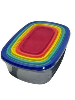 6 PK / 5 PC Rectangle Food Storage Containers Rainbow Plastic with Color 30 PCS - Thumbnail 3