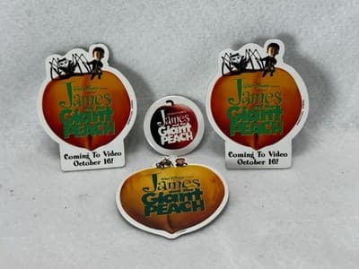 Lot of 4 1996 James and the Giant Peach Movie Pinback Buttons - Image 1