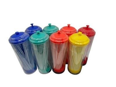 Full Case of 8 - 80 ct Colorful Straw Dispenser & Straws - Thumbnail 2