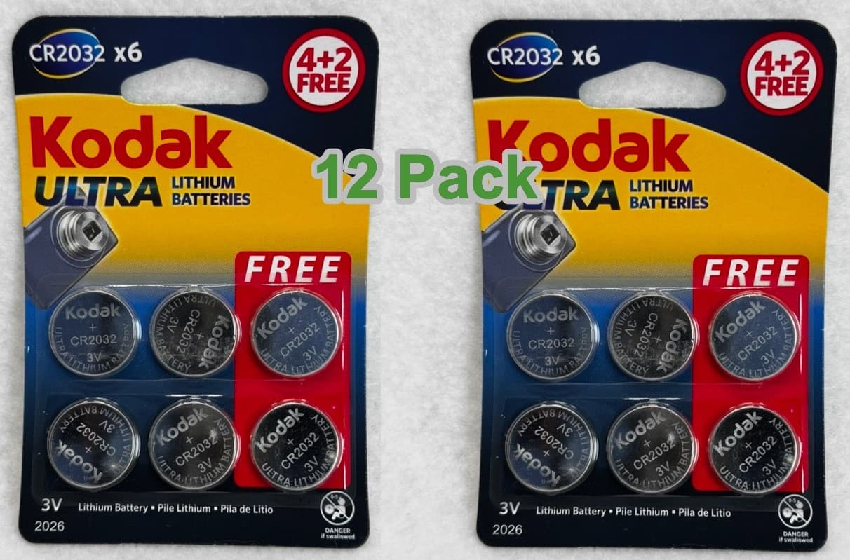 2 6pk Kodak ULTRA Lithium CR2032 Batteries 12 Total Electronics Camera 2026 - Image 1