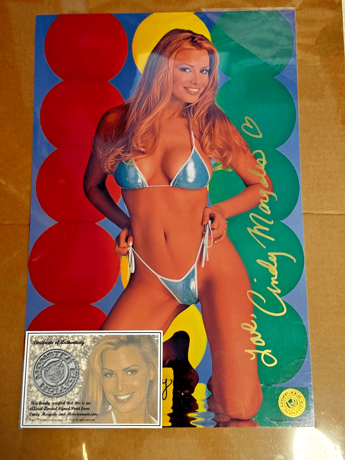 Sexy CINDY MARGOLIS Signed 11X17 Color Bikini Photo - COA 2000 - Thumbnail 4
