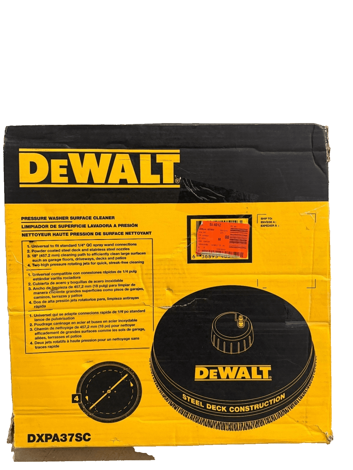 DEWALT 12 in. Rotating Surface Cleaner Pressure Washer 3000 PSI MAX OPEN BOX - Thumbnail 7
