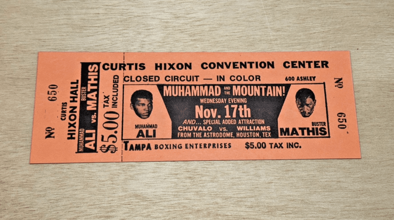 2 Ticket Stubs BOXING TICKET STUBS Muhammad Ali Curtis Hixon Buster Mathis - Thumbnail 3