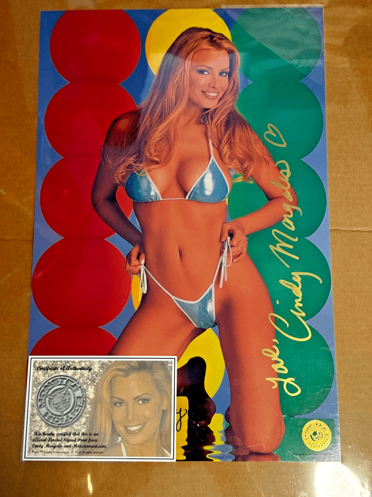 Sexy CINDY MARGOLIS Signed 11X17 Color Bikini Photo - COA 2000 - Image 1