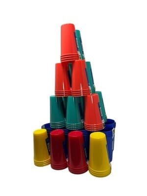Full case (24) 4pk 17oz Plastic Cups Colorful Party Kids BBQ Reuseable 96 Total - Image 1